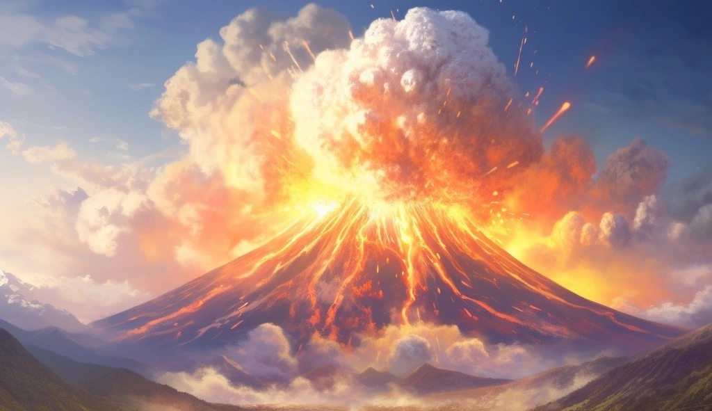 Image du mont Fuji en eruption