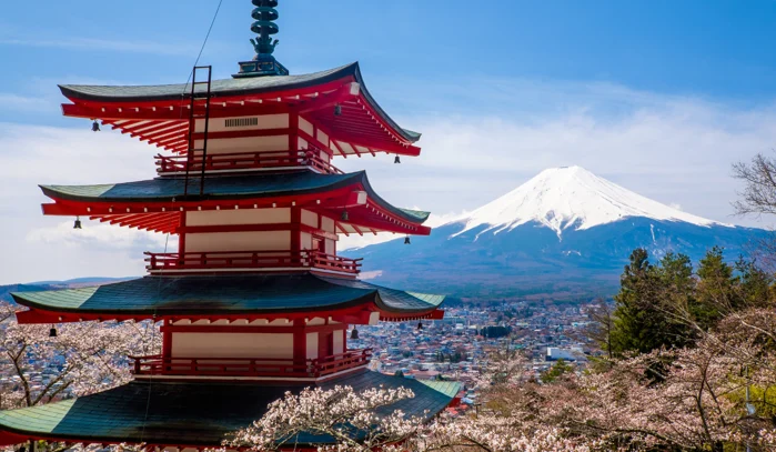 Image du Mont Fuji et d'une pagode